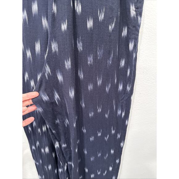 Elevenses Blue Ikat Print Zip Front Jumpsuit Women’s Size 8 Anthropologie Boho - Picture 6 of 10